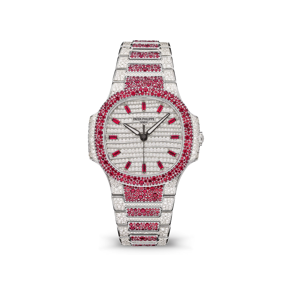 Patek Philippe Nautilus 7118/1452G 'Ladies Haute Joaillerie' White Gold Diamond Ruby Set